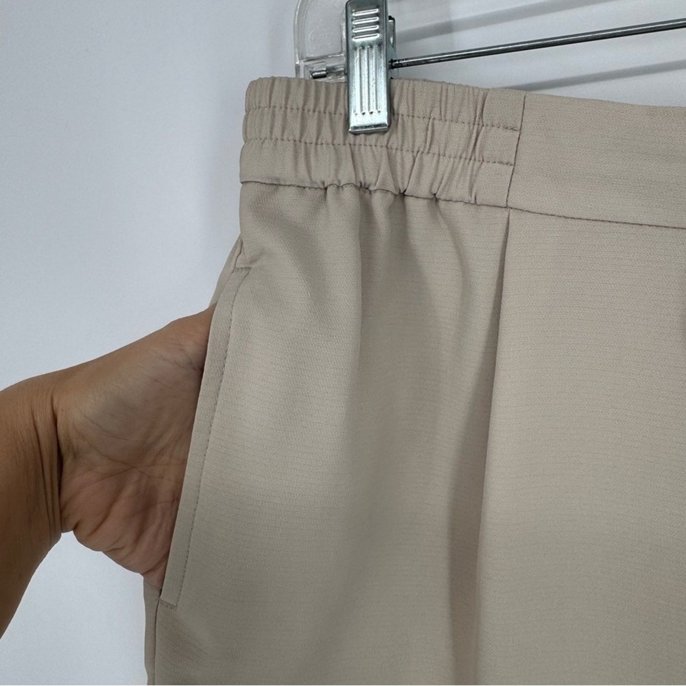 ZARA Flowy Ankle Pants Drawstring Tapered Leg Relaxed Fit Cream/Ivory Size L - Picture 6 of 13